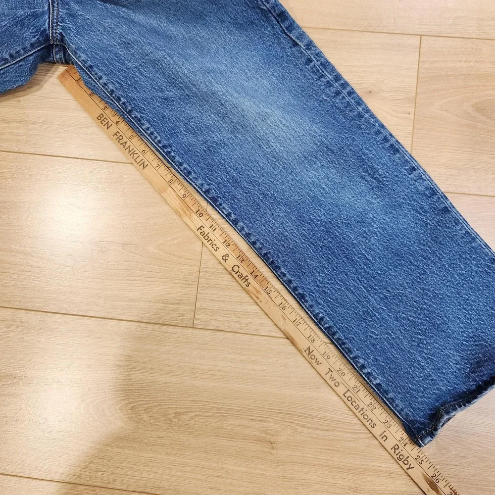 Levis Ribcage Straight Jeans‎ Womens 28x27 Medium Wash High Rise Stretch Denim
